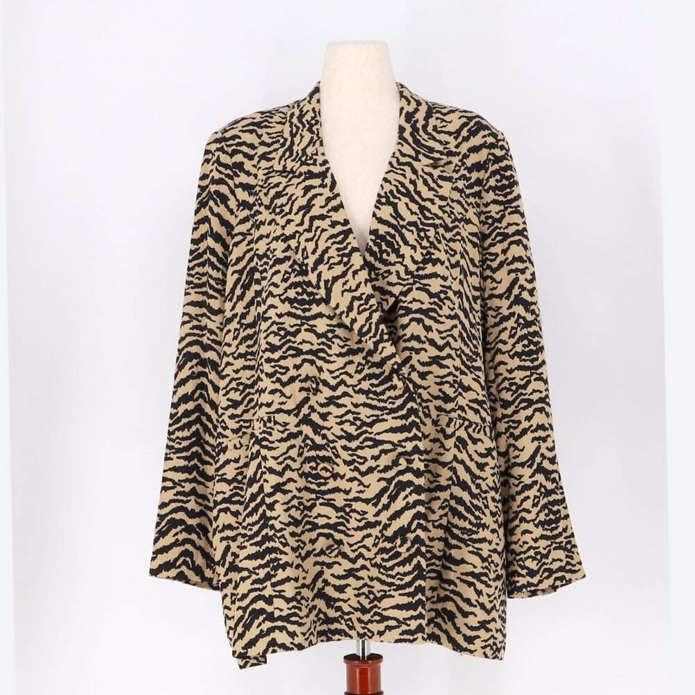 NWT GOOD AMERICAN Double Breasted Zebra Print Blazer Size 6/ 3XL